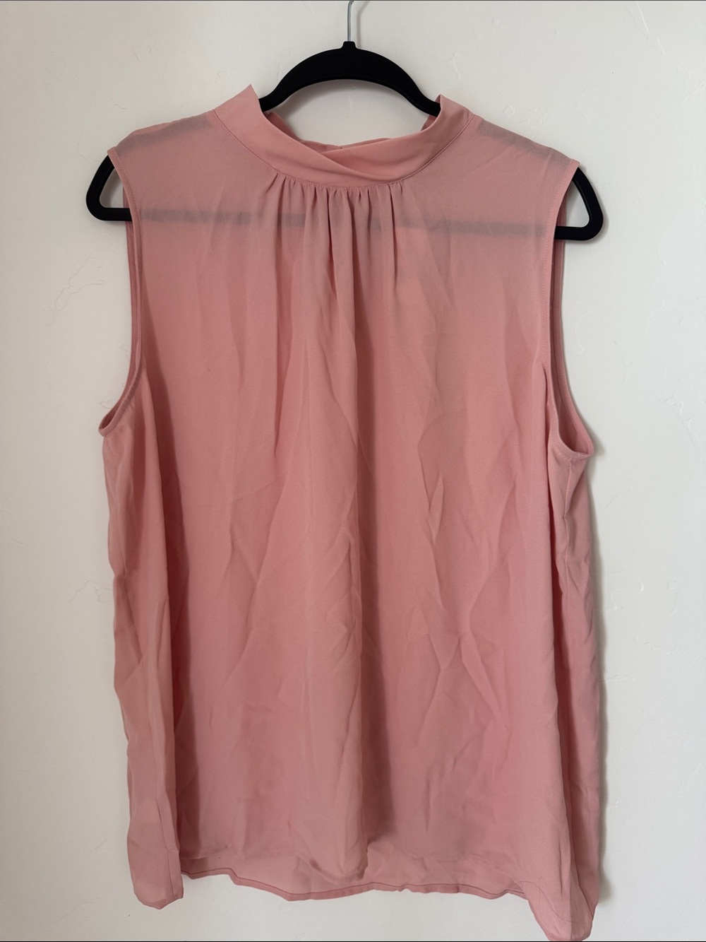 NWT LOFT Outlet Blush Pink Mock Neck Sleeveless Blouse Office Career Top XL